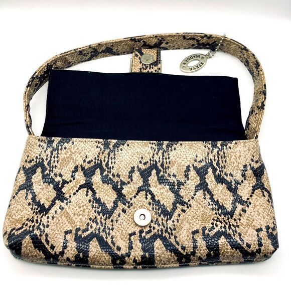 Steve Madden Snakeskin Pattern Tan and Black Women's Bag - Picture 8 of 8